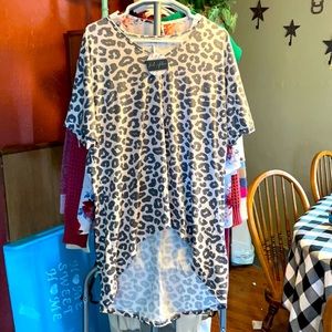 Crazy train high low cheetah print boutique top